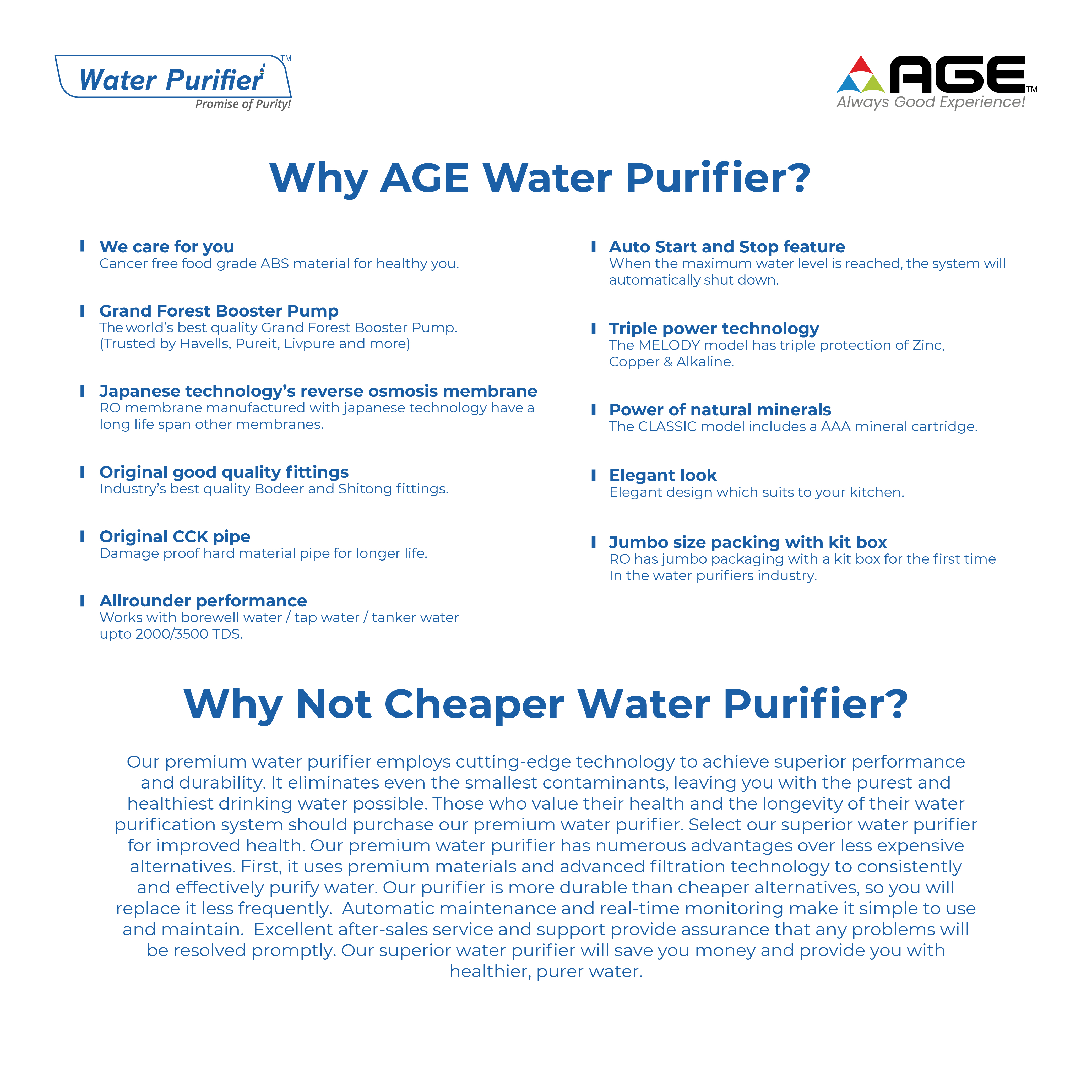 AGE Classic 12 L RO + UV + Minerals Water Purifier (White)